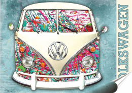 VW Bus Plakat Samoprzylepny Plakietka(motyw metalowego szyldu)#00230