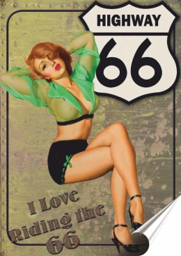 Route 66 Plakat Samoprzylepny Plakietka(motyw metalowego szyldu)#00386
