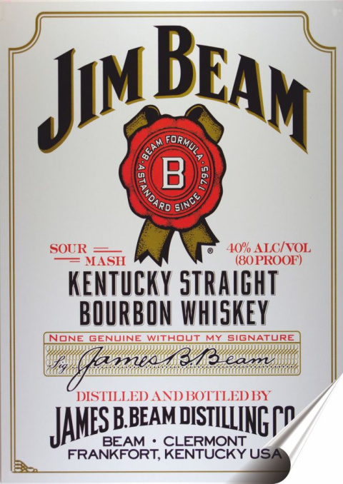 Jim Beam Plakat Samoprzylepny Plakietka(motyw metalowego szyldu)#00403