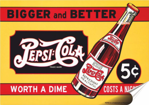 Pepsi Cola Plakat Samoprzylepny Plakietka(motyw metalowego szyldu)#00426