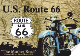 Route 66 Plakat Samoprzylepny Plakietka(motyw metalowego szyldu)#00427