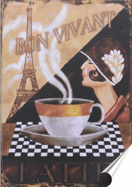 Kawa Plakat Samoprzylepny Plakietka(motyw metalowego szyldu)#00435