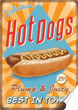 Hod Dogs Plakat Samoprzylepny Plakietka(motyw metalowego szyldu)#00442