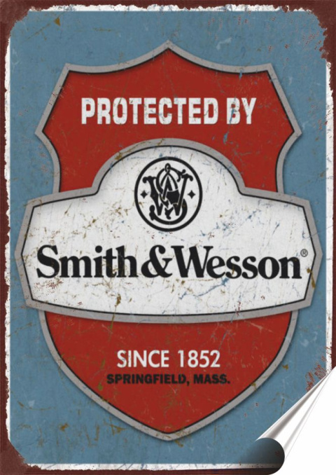 Smith&Wesson Plakat Samoprzylepny (motyw metalowego szyldu)#00455
