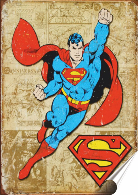Superman Plakat Samoprzylepny Plakietka(motyw metalowego szyldu)#00460