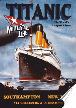 Titanic Plakat Samoprzylepny Plakietka(motyw metalowego szyldu)#00492