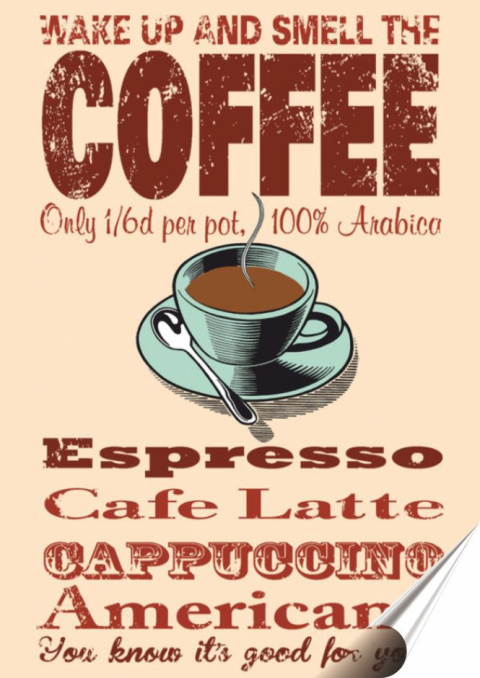 Kawa Plakat Samoprzylepny Plakietka(motyw metalowego szyldu)#00500