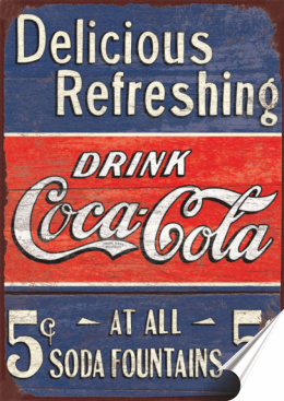Coca Cola Plakat Samoprzylepny Plakietka(motyw metalowego szyldu)#00541