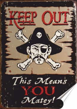 Pirat Plakat Samoprzylepny Plakietka(motyw metalowego szyldu)#00559