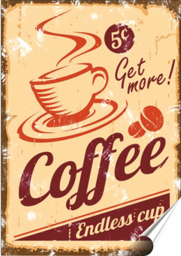 Kawa Plakat Samoprzylepny Plakietka (motyw metalowego szyldu) #00024