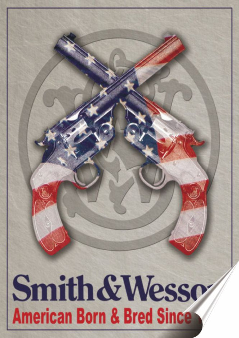 Smith&Wesson Plakat Samoprzylepny Plakietka(motyw metalowego szyldu)#00596
