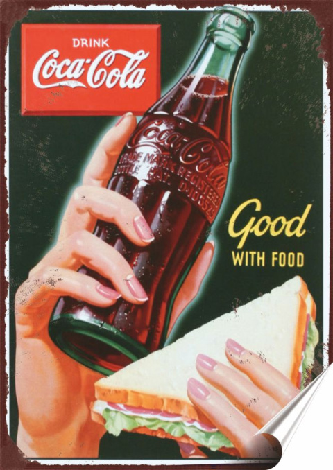Coca Cola Plakat Samoprzylepny Plakietka(motyw metalowego szyldu)#00670