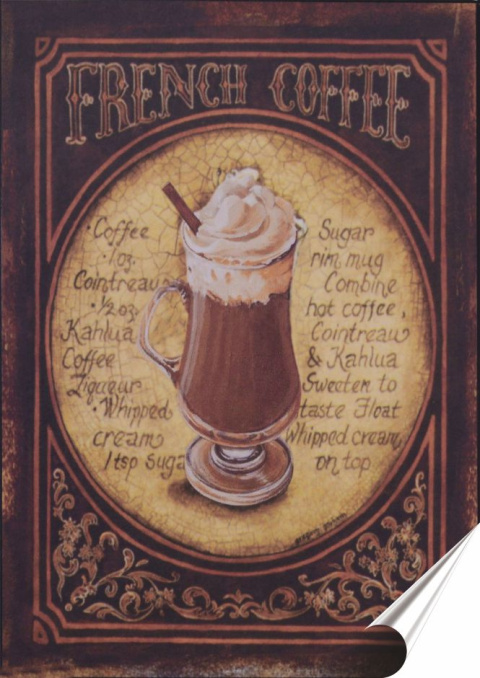 Kawa Plakat Samoprzylepny Plakietka(motyw metalowego szyldu)#00714