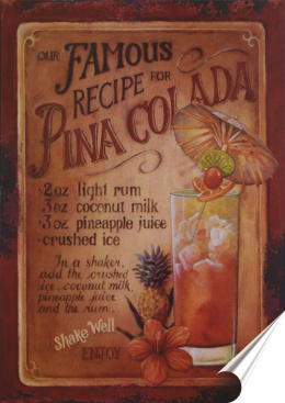 Pina Colada Plakat Samoprzylepny Plakietka(motyw metalowego szyldu)#00725