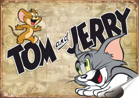 Tom i Jerry Plakat Samoprzylepny Plakietka(motyw metalowego szyldu)#00736