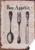 Bon Appetit Plakat Samoprzylepny Plakietka(motyw metalowego szyldu)#00742