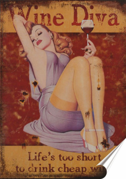 Wino Plakat Samoprzylepny Plakietka(motyw metalowego szyldu)#00767