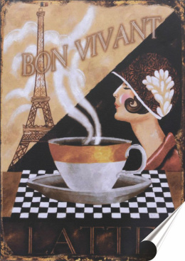 Kawa Plakat Samoprzylepny Plakietka(motyw metalowego szyldu)#00788