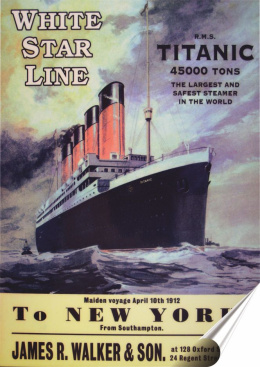 Titanic Plakat Samoprzylepny Plakietka(motyw metalowego szyldu)#00833