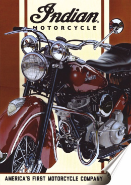 Indian Harley Plakat Samoprzylepny Plakietka(motyw metalowego szyldu)#00835
