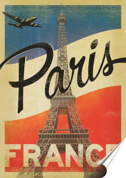 Paryż Plakat Samoprzylepny Plakietka(motyw metalowego szyldu)#00948