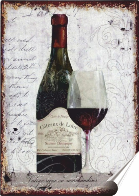 Wino Plakat Samoprzylepny Plakietka(motyw metalowego szyldu)#01124