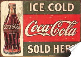 Coca Cola Plakat Samoprzylepny Plakietka(motyw metalowego szyldu)#01215