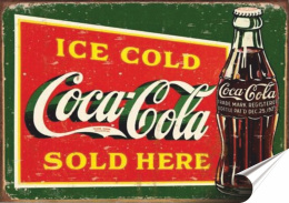 Coca Cola Plakat Samoprzylepny Plakietka(motyw metalowego szyldu)#01216