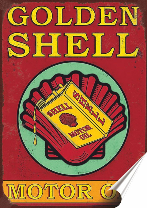 Shell Plakat Samoprzylepny Plakietka(motyw metalowego szyldu)#01346