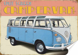 VW Kamper Plakat Samoprzylepny Plakietka(motyw metalowego szyldu)#01382