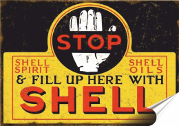 Shell Plakat Samoprzylepny Plakietka(motyw metalowego szyldu)#01399