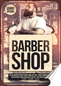 Barber shop Plakat Samoprzylepny Plakietka(motyw metalowego szyldu)#01605