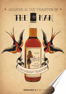 Rum Plakat Samoprzylepny Retro Plakietka(motyw metalowego szyldu)#01618