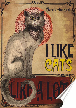 i like Cats Plakat Samoprzylepny Plakietka(motyw metalowego szyldu)#01666