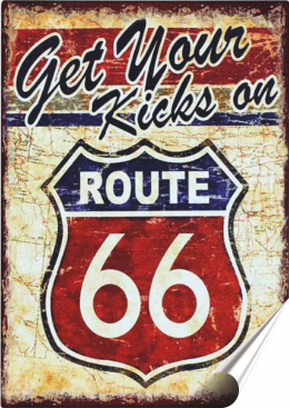 Route 66 Plakat Samoprzylepny Plakietka(motyw metalowego szyldu)#01669