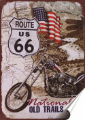 Route 66 Plakat Samoprzylepny Plakietka(motyw metalowego szyldu)#01698