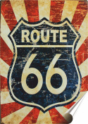 Route 66 Plakat Samoprzylepny Plakietka(motyw metalowego szyldu)#02379