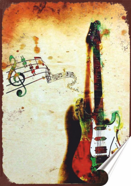 Gitara Plakat Samoprzylepny Plakietka(motyw metalowego szyldu)#02243