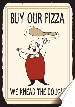 Pizza Plakat Samoprzylepny Plakietka(motyw metalowego szyldu)#02332