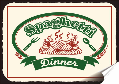 Spaghetti Plakat Samoprzylepny Plakietka(motyw metalowego szyldu)#02333
