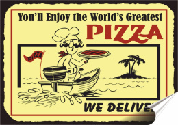 Pizza Plakat Samoprzylepny Plakietka(motyw metalowego szyldu)#02334