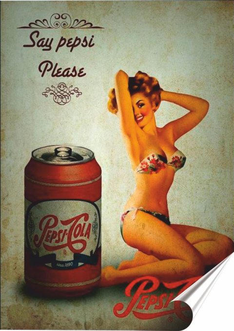 Pepsi Cola Plakat Samoprzylepny Plakietka(motyw metalowego szyldu)#02448