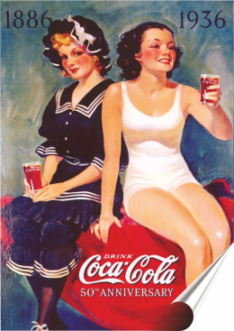 Coca Cola Plakat Samoprzylepny Plakietka(motyw metalowego szyldu)#02516