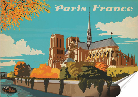 Paryż Plakat Samoprzylepny Retro Plakietka(motyw metalowego szyldu)#02593