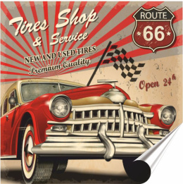 Route 66 Plakat Samoprzylepny Plakietka(motyw metalowego szyldu)#02630