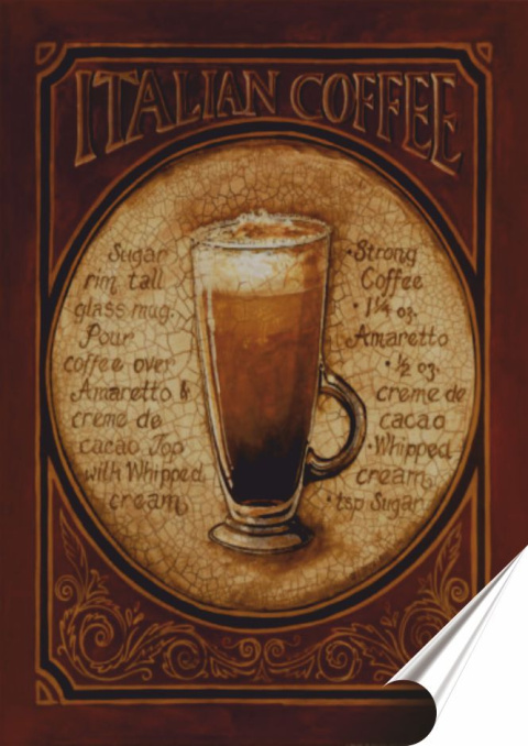 Kawa Plakat Samoprzylepny Retro Plakietka(motyw metalowego szyldu)#02680