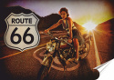 Route 66 Plakat Samoprzylepny Plakietka(motyw metalowego szyldu)#02753