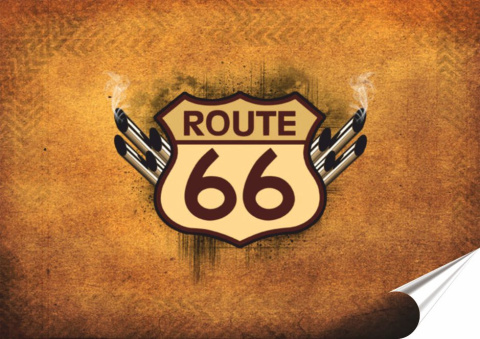 Route 66 Plakat Samoprzylepny Plakietka(motyw metalowego szyldu)#02760