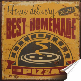 Pizza Plakat Samoprzylepny Retro Plakietka(motyw metalowego szyldu)#02995