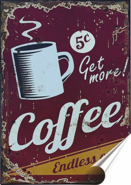 Kawa Plakat Samoprzylepny Retro Plakietka(motyw metalowego szyldu)#03062